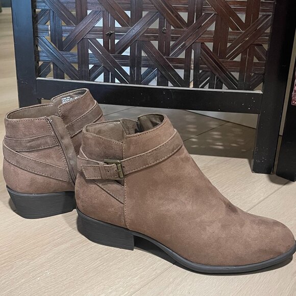 JustFab Shoes - Just Fab Voss Ankle Boots, Size 9 WW. Brown "suede".